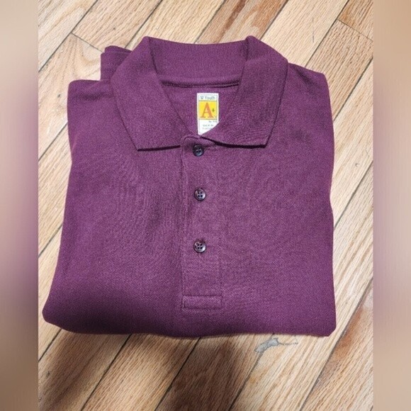 M Youth School Apparel Uniform Long Sleeve Polo Shirt - Picture 1 of 8